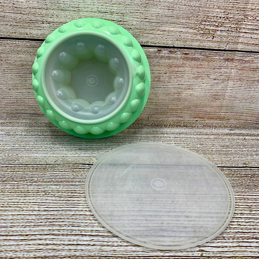 Tupperware Jello Mold Green Jel Ring Mold‎ 1201-12 1202-5 & Lid 1203-3 Vintage